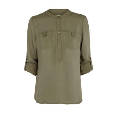 Oasis Khaki viscose twill blouse