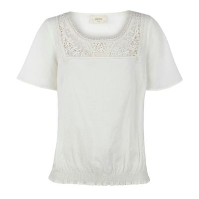 Oasis Cream crochet insert blouse