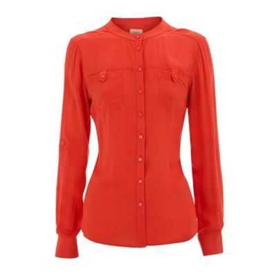 Oasis Orange Viscose Twill Button Through Blouse