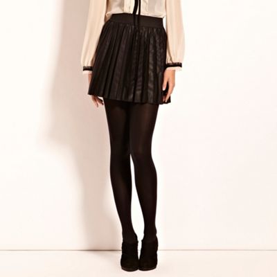 Faux Leather Pleated Mini Skirt