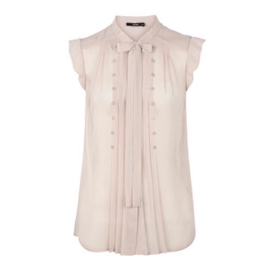 Oasis Pink crinkle and button tie blouse