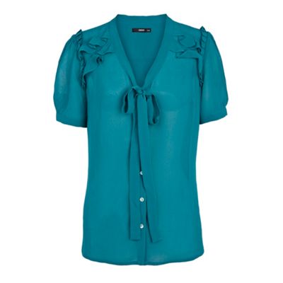 Oasis Green pussy bow blouse