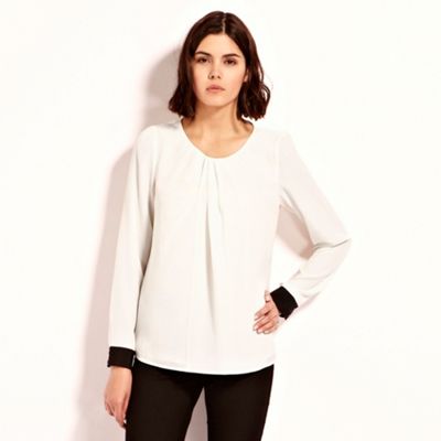 Contrast Cuff Blouse Top