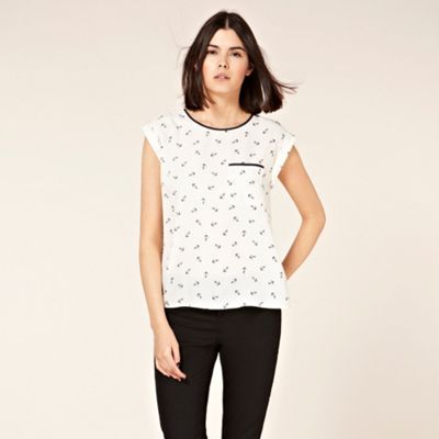 Oasis Anchor Print Roll Sleeve T-Shirt