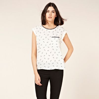 Anchor Print Roll Sleeve T-Shirt