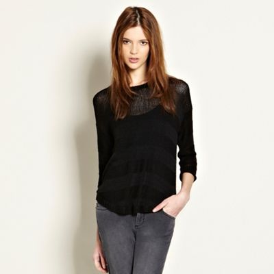 Textured Zip Stripe Jumper
