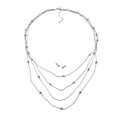 Multi row beaded snake chain rope and earring set