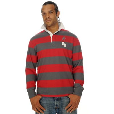 Raging Bull Red hoop long sleeve rugby shirt