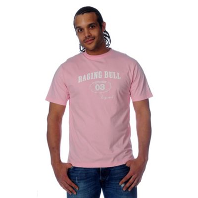 Raging Bull Pink rugby ball print t-shirt