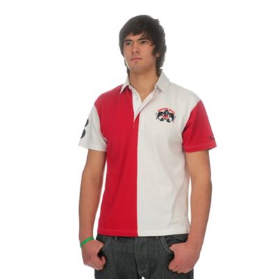 Red harlequin rugby shirt