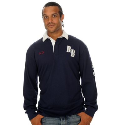 Raging Bull Navy long sleeve RB applique rugby shirt