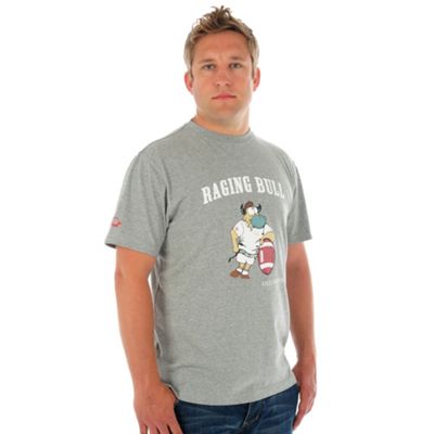 Raging Bull Grey Old Skool Rugby cartoon t-shirt