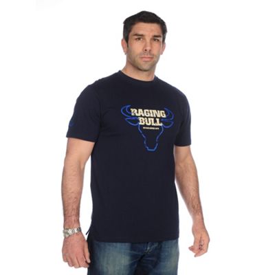 Navy Bulls Head print design t-shirt