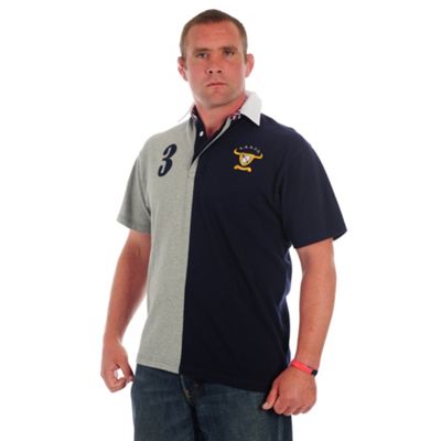 Raging Bull Navy and grey Harlequin Jersey Rugby shirt