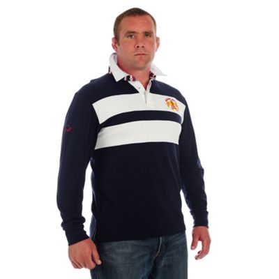 Raging Bull Navy and white Double Stripe rugby shirt