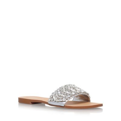carvela silver flat sandals