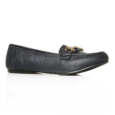 Navy Leopold Flat Shoes