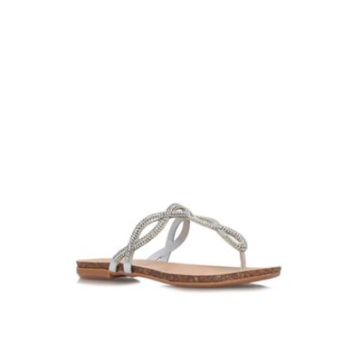 Debenhams Dune Neutral Jewel Heel Double Strap Flat Sandal - . -