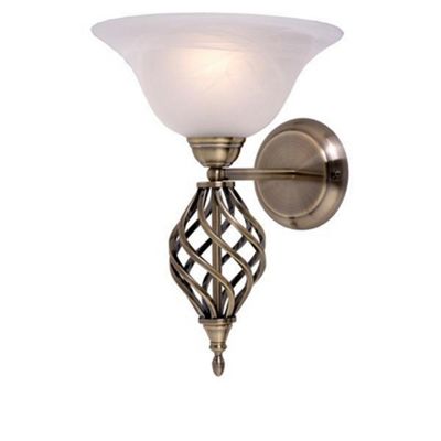 Litecraft Antique Brass Spiral Single Wall Light