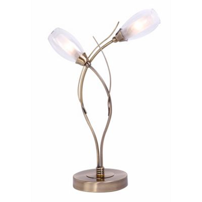 Litecraft Antique Brass Alex 2 Light Table Lamp