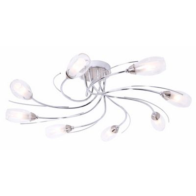 Litecraft Satin Nickel and Chrome Alex 8 Light Ceiling Light