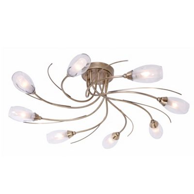 Litecraft Antique Brass Alex 8 Light Ceiling Light