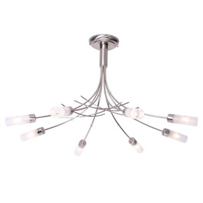 Litecraft Satin Nickel Bamboo 8 Light Ceiling Light