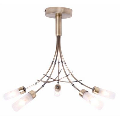 Antique Brass Bamboo 5 Light Ceiling Light