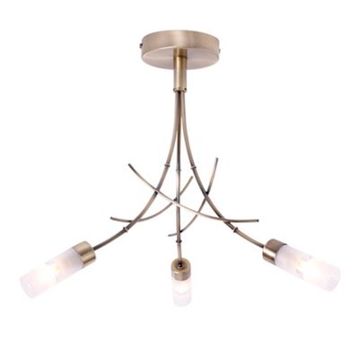 Litecraft Antique Brass Bamboo 3 Light Ceiling Light