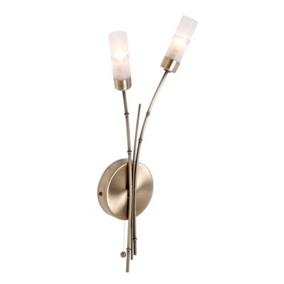 Litecraft Antique Brass Bamboo 2 Light Wall Light