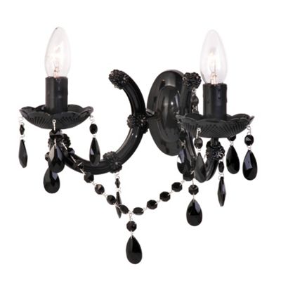Black Marie Therese 2 Light Crystal Wall Light