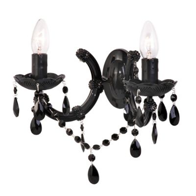 Litecraft Black Marie Therese 2 Light Crystal Wall Light