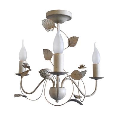 White and Gold Jemima 3 Light Floral Ceiling Light