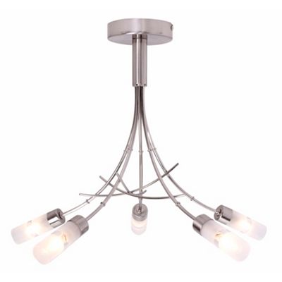 Satin Nickel Bamboo 5 Light Ceiling Light