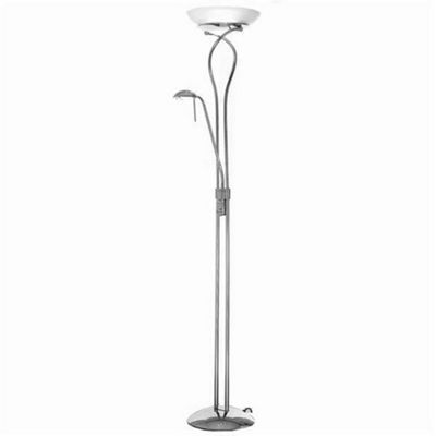 Mother and child satin chrome floor lamp with