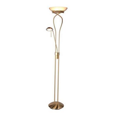 Mother and child satin brass floor lamp with twist