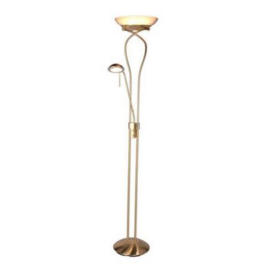 Litecraft Mother and child satin brass floor lamp with twist