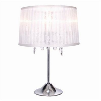 3 Lamp Crystal Chandelier in White Voile Table Lamp Shade