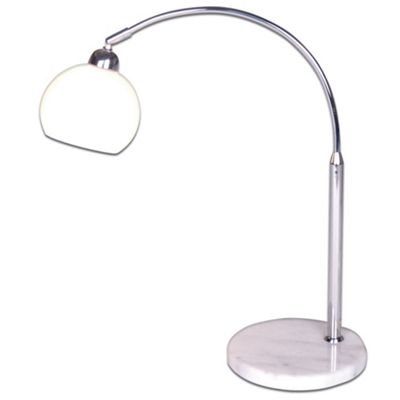Litecraft Polished Chrome Arc White Marble Base Table Lamp