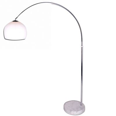 Litecraft Polished Chrome Arc White Marble Base Floor Lamp