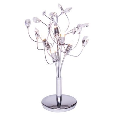 Polished Chrome Crazy 5 Light Crystal Table Lamp