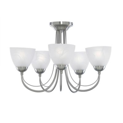 Litecraft Satin Nickel Barcelona 5 Light Ceiling Light