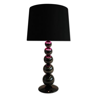 Litecraft Stacked Ball Table Lamp with Aubergine Lined Shade