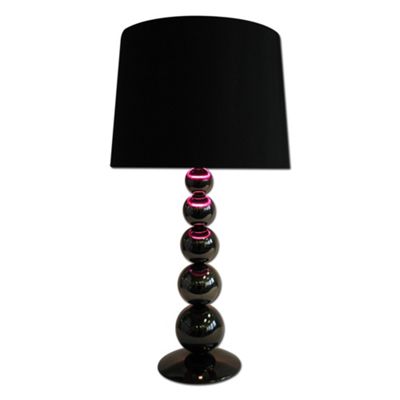 Litecraft Stacked Ball Table Lamp with Aubergine Lined Shade