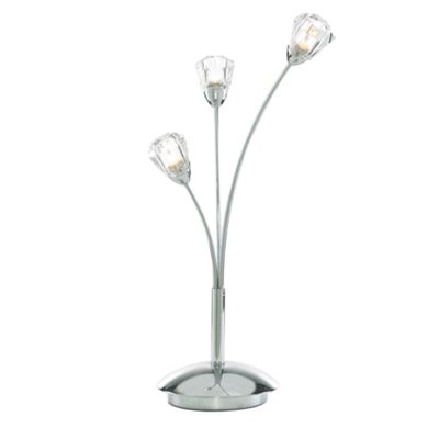 Chrome Diamond 3 Light Table Lamp with Glass