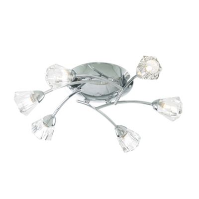 Litecraft Chrome Diamond 5 Light Flush Ceiling Light with