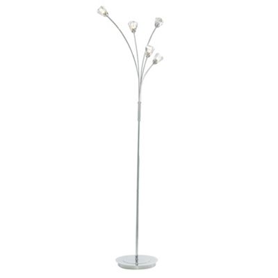 Litecraft Chrome Diamond 5 Light Floor Lamp with Glass