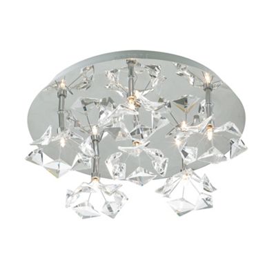 Litecraft Kite K9 Crystal Glass Halogen Flush Ceiling Light