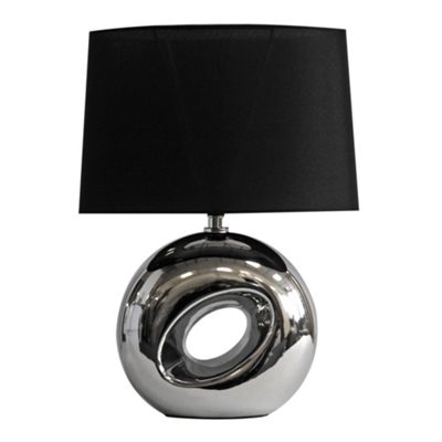 Litecraft Chrome Calypso Table Lamp with Black Shade