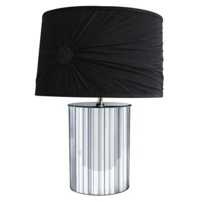 Mirror Base Table Lamp with Black Satin Shade